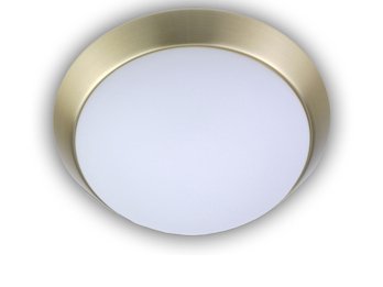 LED Deckenleuchte  Deckenschale rund Opalglas matt Dekorring Messing matt Ø 25cm