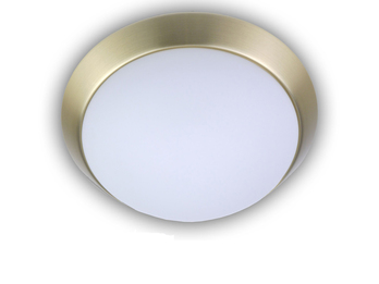 LED Deckenleuchte Deckenschale Opalglas matt Dekorring Messing matt, Ø 35cm