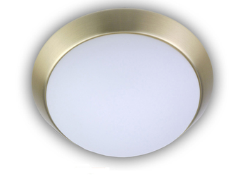 LED Deckenleuchte Deckenschale Opalglas matt Dekorring Messing matt, Ø 40cm