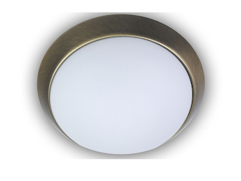 LED Deckenleuchte / Deckenschale, Opalglas matt, Dekorring Altmessing, Ø 25cm