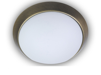 LED Deckenleuchte / Deckenschale, Opalglas matt, Dekorring Altmessing, Ø 40cm