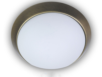 LED Deckenleuchte / Deckenschale, Opalglas matt, Dekorring Altmessing, Ø 50cm