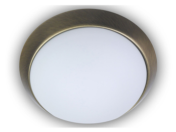 LED-Deckenleuchte rund, Opalglas matt, Dekorring Altmessing, Ø 45cm