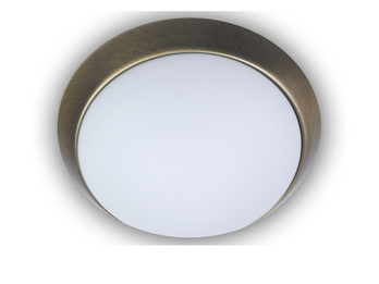 LED-Deckenleuchte rund, Opalglas matt, Dekorring Altmessing, Ø 50cm