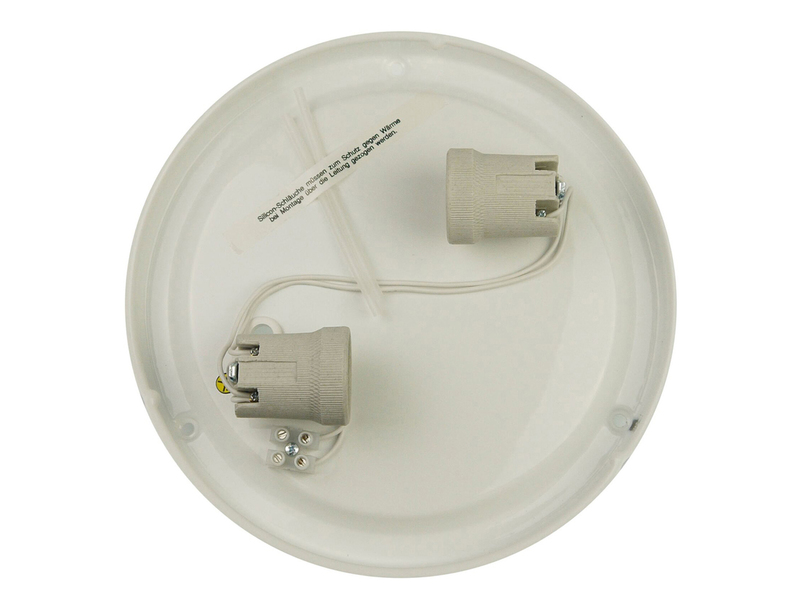LED Deckenleuchte / Deckenschale rund, Glas Alabaster, Dekorring Chrom, Ø 40cm