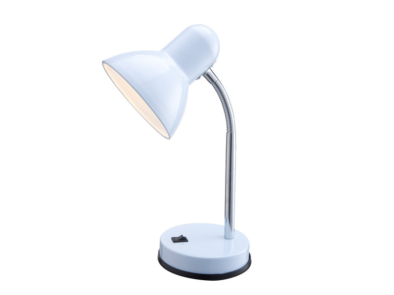 Kleine Retro LED Schreibtischlampe Weiß mit Flexarm, Höhe 35cm