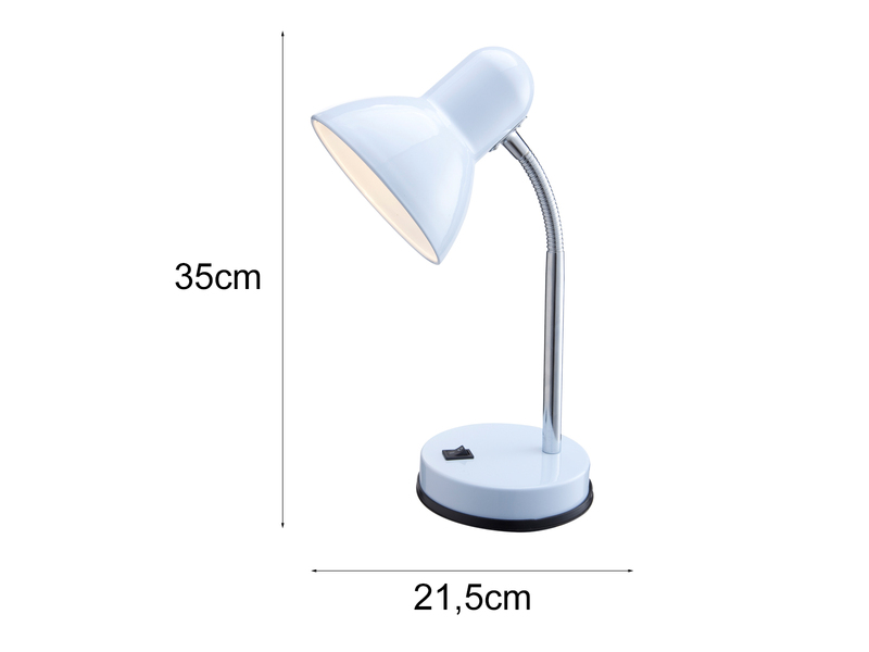 Kleine Retro LED Schreibtischlampe Weiß mit Flexarm, Höhe 35cm