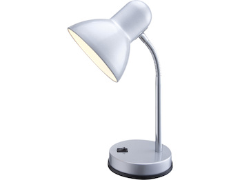 Schreibtischlampe / Tischleuchte Silber mit LED, Flexrohr