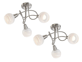 2er SET LED Deckenlampen 3-flammig, Glasschirme satiniert, Ø 39cm