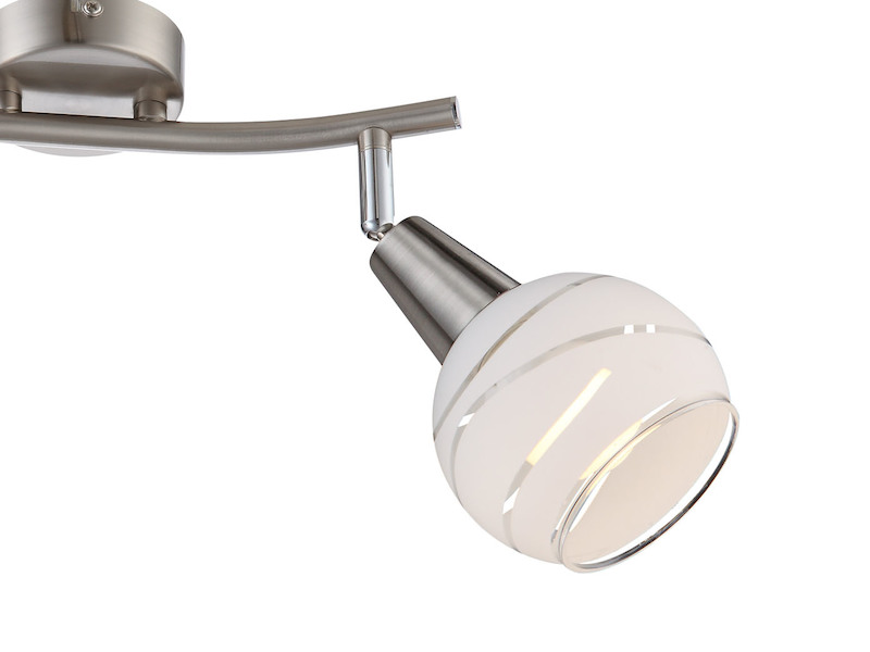 2er Set LED Deckenstrahler 2-flammig, Glasschirme satiniert, Breite 28cm