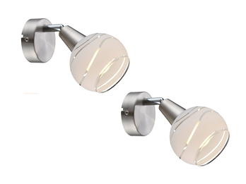 2er SET LED Wandstrahler mit Glasschirm satiniert, Breite 9,7cm