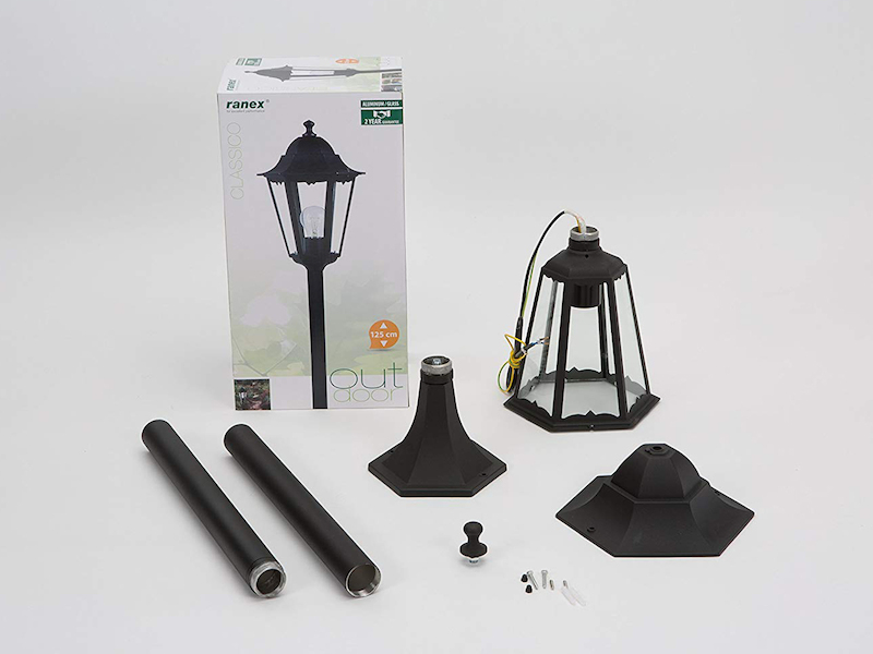 Wegeleuchte CLASSICO Gartenlaterne im Landhausstil, Schwarz, Höhe 125cm