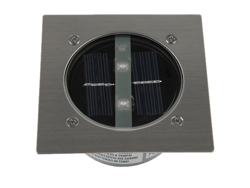 Solar LED Bodeneinbaustrahler 6er SET für Außen, Edelstahl 4-eckig 10x10cm, IP67