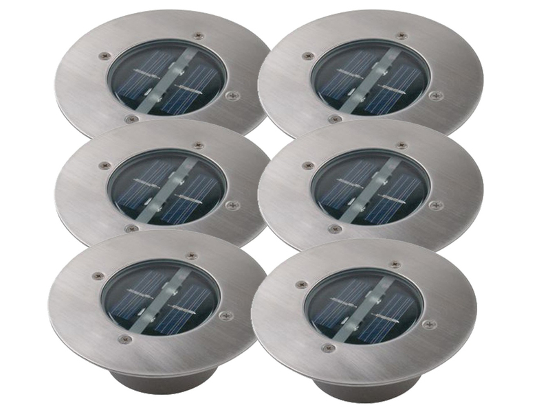 6er Set LED Solar Bodeneinbaustrahler  Bodenstrahler Erdspieß Außen Beleuchtung 