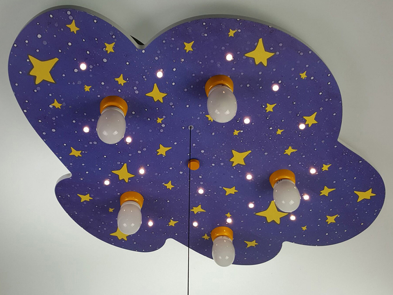 Deckenleuchte Kinderzimmer Mädchen mit Zugschalter für LED Schlummerlicht Sterne 