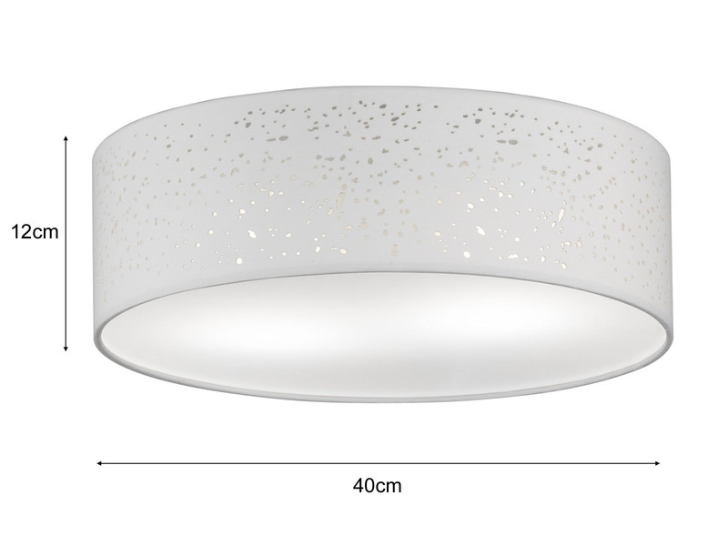LED Deckenlampe rund mit Dekor Lampenschirm Stoff Weiß Ø 40cm