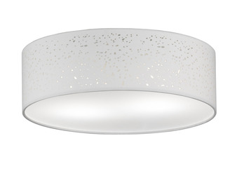 LED Deckenlampe rund mit Dekor Lampenschirm Stoff Weiß Ø 40cm