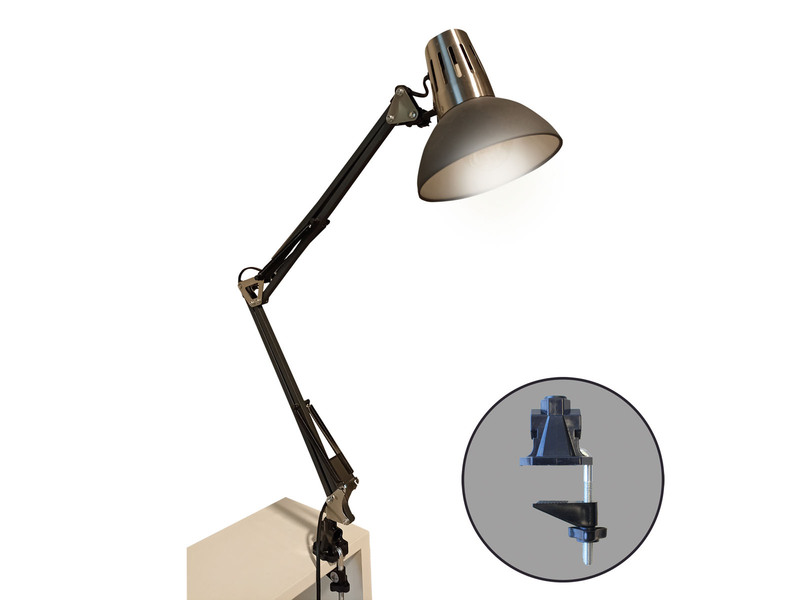 2in1 Schreibtischlampe & Klemmlampe Schwarz mit LED, 74,5cm groß