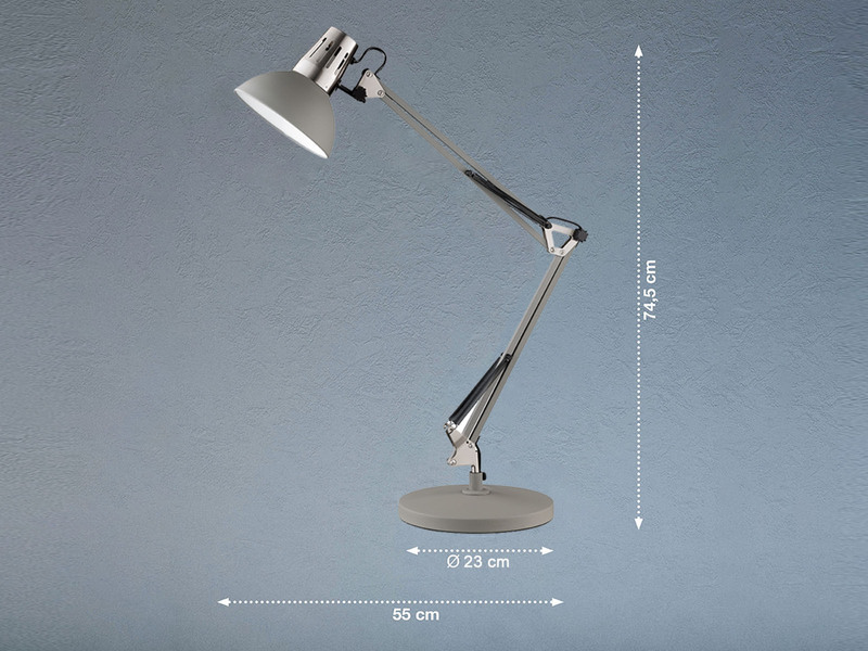 2in1 Schreibtischleuchte & Klemmleuchte PIT Grau, Höhe 74,5cm
