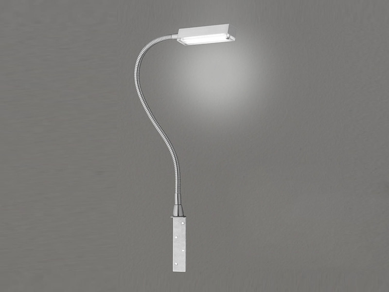 LED Bettlampe RAIK Silber zum Anschrauben, mit Stecker, dimmbar, Breite 3cm