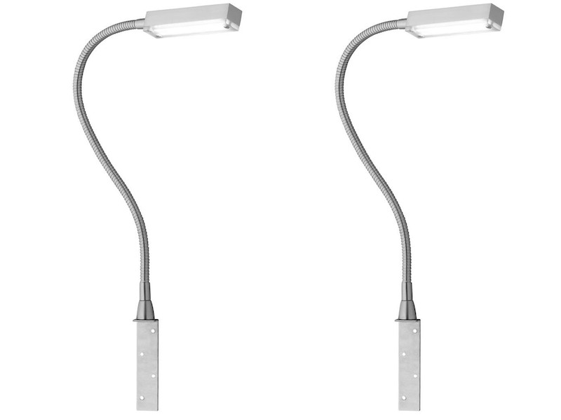 2er SET LED Bettlampen Silber dimmbar, zum Anschrauben, mit Stecker, Breite 3cm