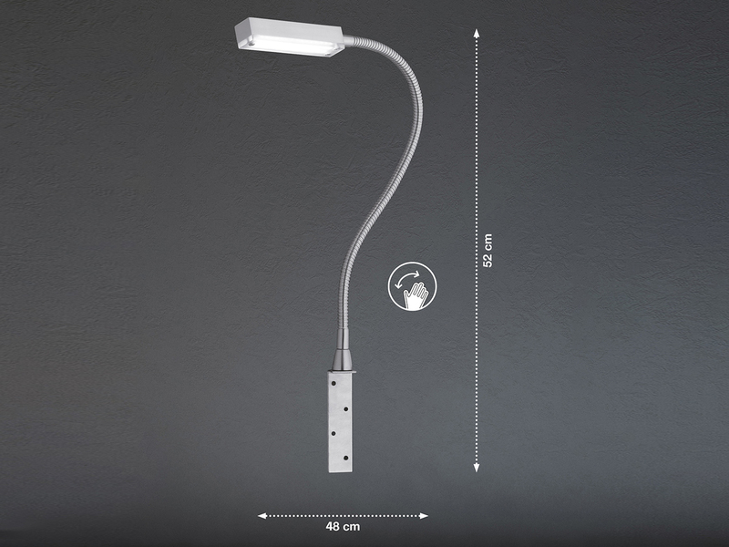 2er SET LED Bettlampen Silber dimmbar, zum Anschrauben, mit Stecker, Breite 3cm