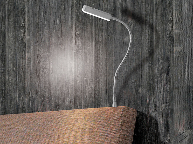 2er SET LED Bettlampen Silber dimmbar, zum Anschrauben, mit Stecker, Breite 3cm