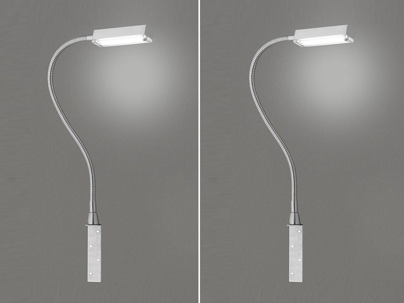 2er SET LED Bettlampen Silber dimmbar, zum Anschrauben, mit Stecker, Breite 3cm