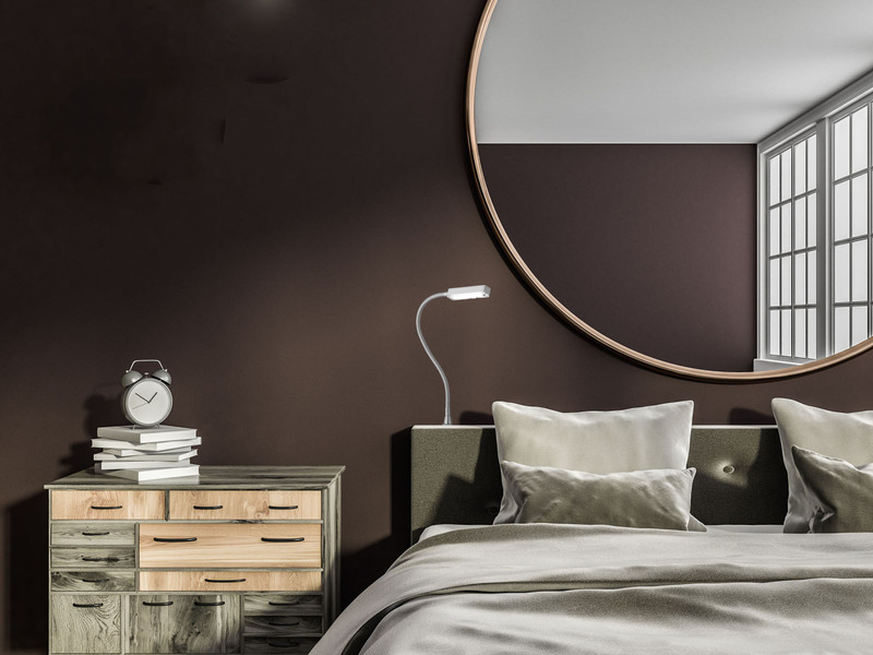 2er SET LED Bettlampen Silber dimmbar, zum Anschrauben, mit Stecker, Breite 3cm