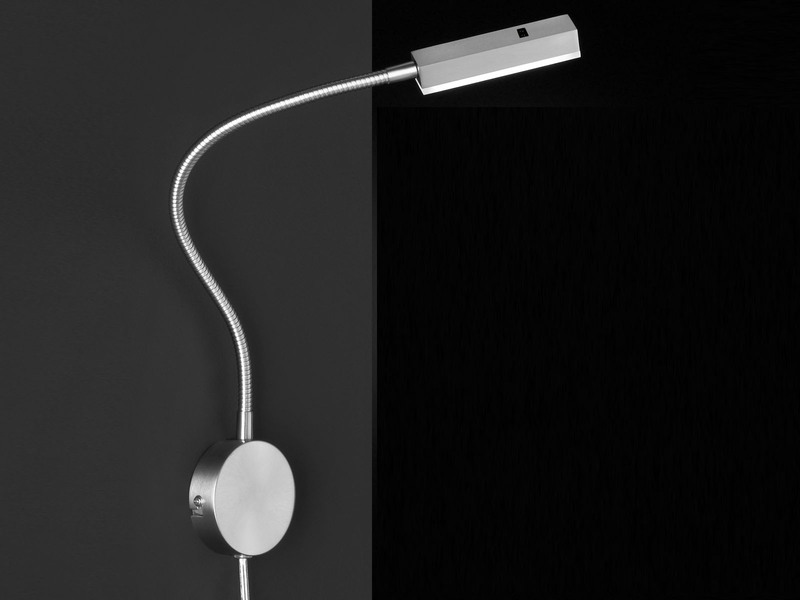 LED Wandlampe RAIK Silber mit Stecker, Leselampe mit Gestensteuerung, Breite 8cm