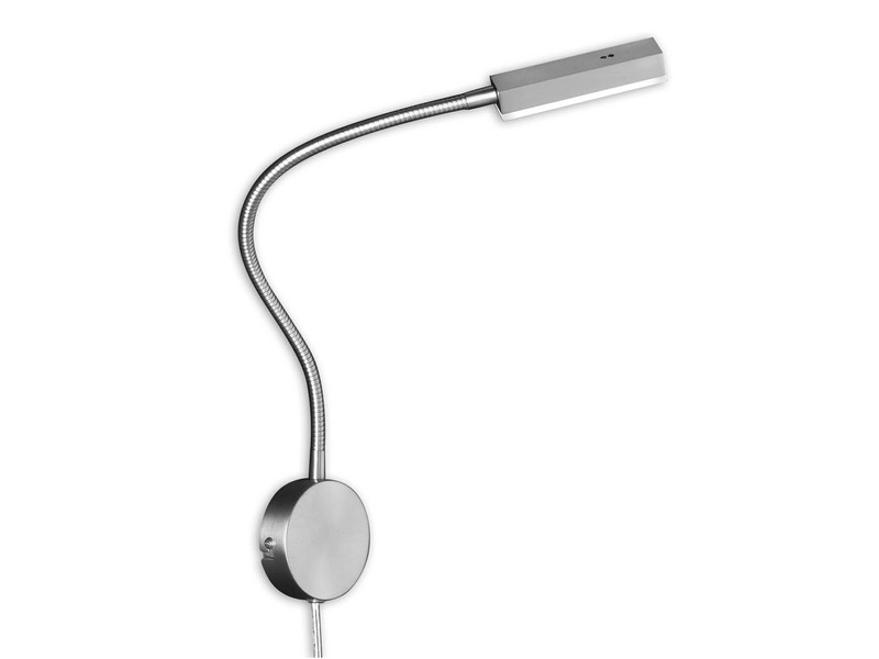 LED Wandlampe RAIK Silber mit Stecker, Leselampe mit Gestensteuerung, Breite 8cm