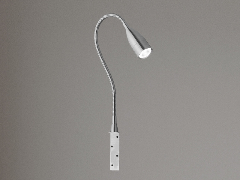 LED Bettlampe STEN Silber dimmbar, zum Anschrauben, mit Stecker, Breite 4cm