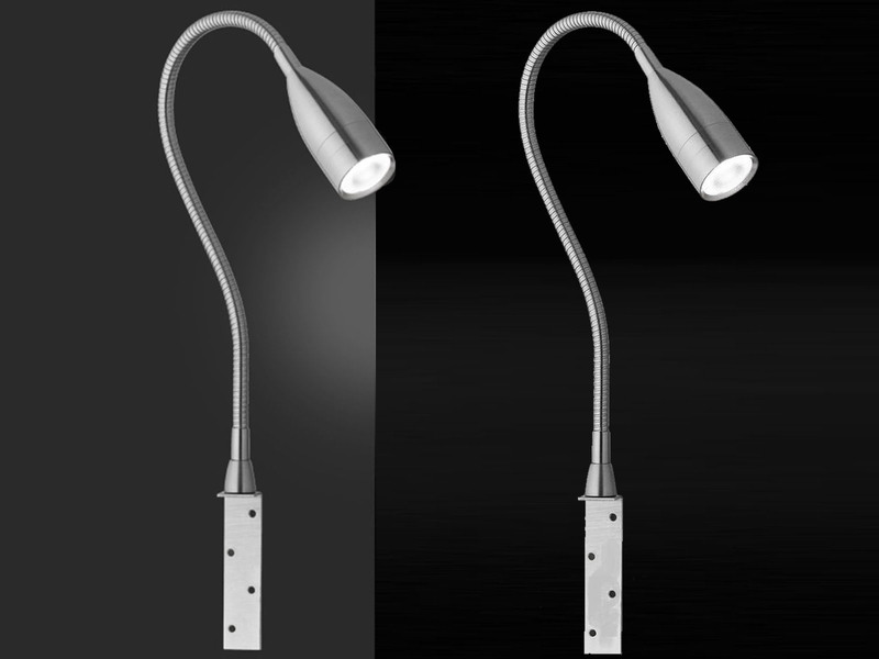 2er SET LED Bettlampen Silber dimmbar, zum Anschrauben, mit Stecker, Breite 4cm