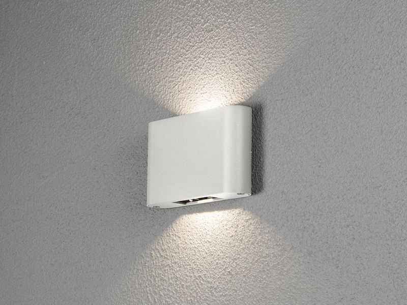 LED Außenleuchte CHIERI Weiß Up and Down Wandlampe Außenbereich B.18cm, H.11cm