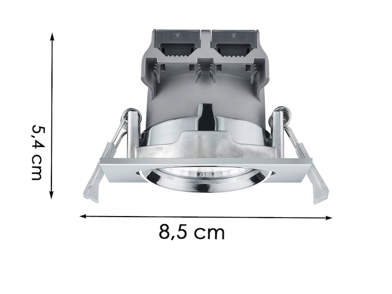 LED Einbaustrahler Decke 2er Set eckig schwenkbar dimmbar Chrom glänzend 5,5W