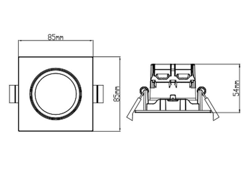 LED Einbaustrahler Decke 2er Set eckig schwenkbar dimmbar Chrom glänzend 5,5W