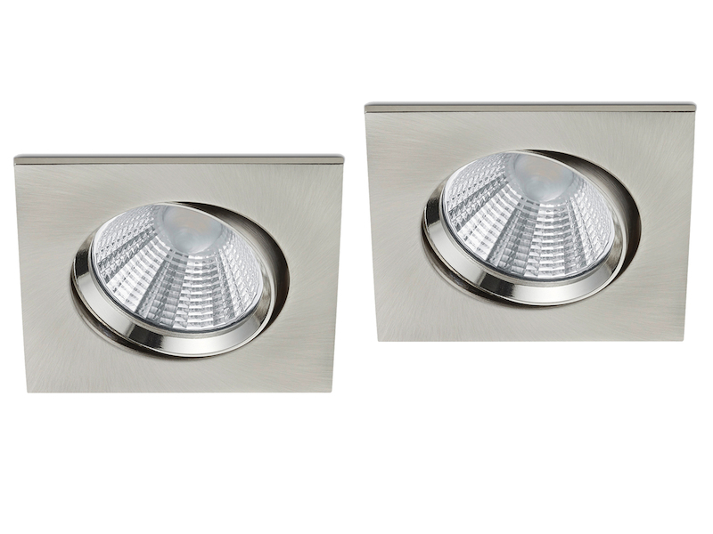 LED Einbaustrahler 2er Set eckig schwenkbar dimmbar Nickel matt 5,5W Deckenlampe