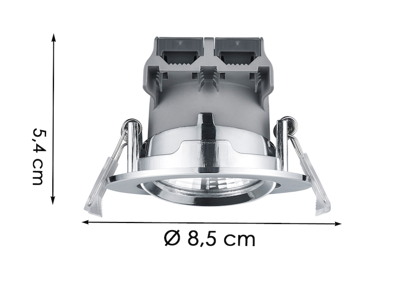 LED Einbaustrahler rund 2er Set Ø 8,5cm schwenkbar dimmbar Chrom glänzend 5,5W