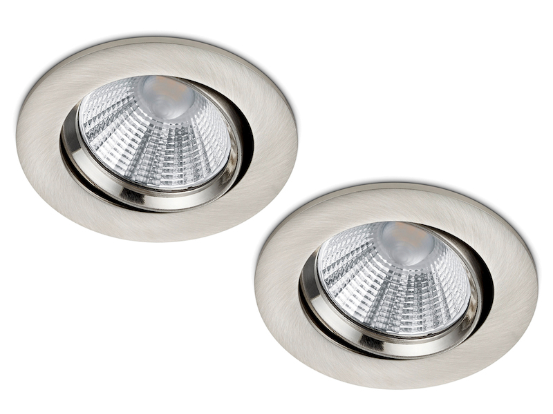 LED Einbaustrahler 2er Set rund schwenkbar dimmbar Nickel matt 5,5W Deckenlampe