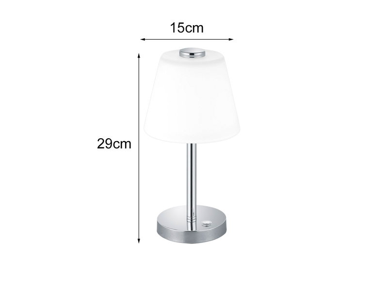 2er SET LED Tischlampen Chrom glänzend mit Glaslampenschirm Weiß, Höhe 29cm