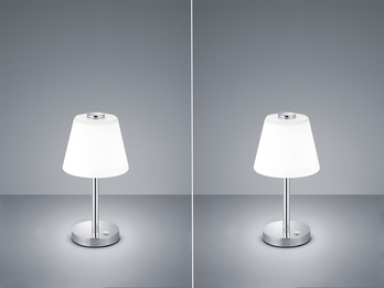 2er SET LED Tischlampen Chrom glänzend mit Glaslampenschirm Weiß, Höhe 29cm