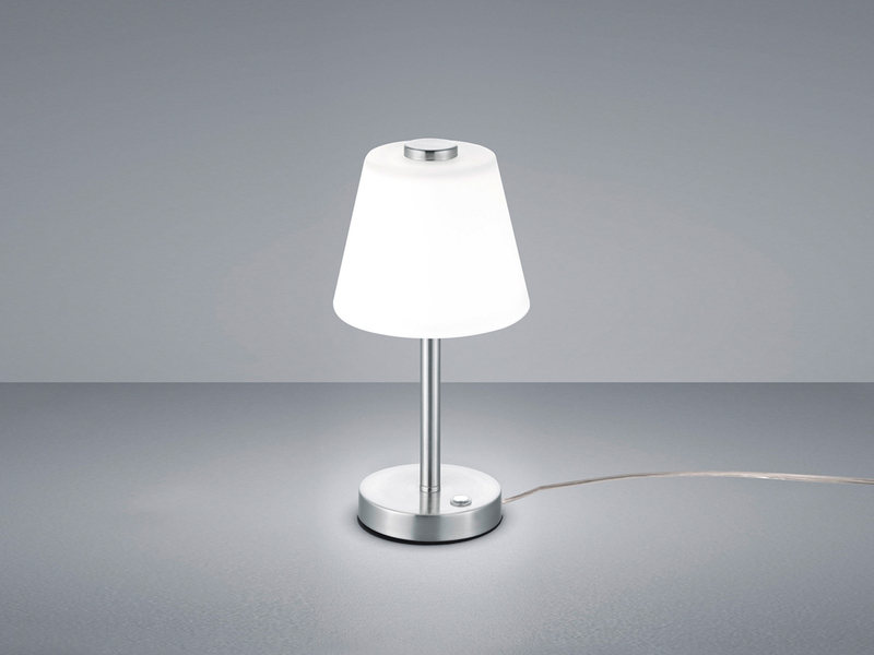 LED Tischleuchte 2er Set Nickel matt, Glaslampenschirm in weiss Höhe 29cm