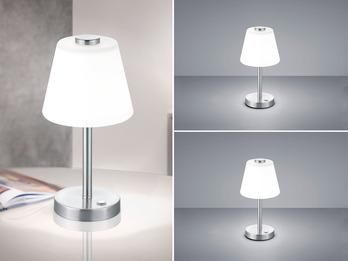LED Tischleuchte 2er Set Nickel matt mit Glaslampenschirm in Weiß, Höhe 29cm