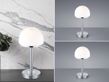LED Tischleuchte 2er Set Silber mit Glas Lampenschirm dimmbar