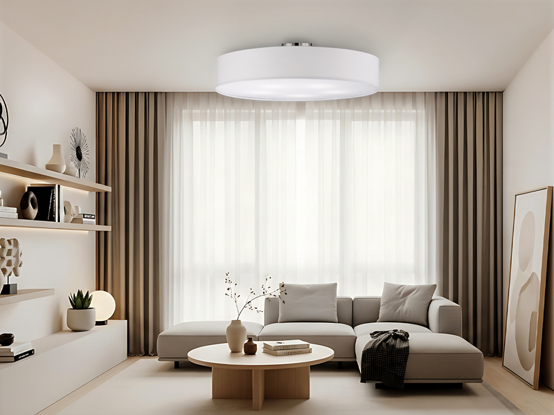 Große Deckenleuchte HOTEL mit Stoffschirm in Weiß, Ø 65cm