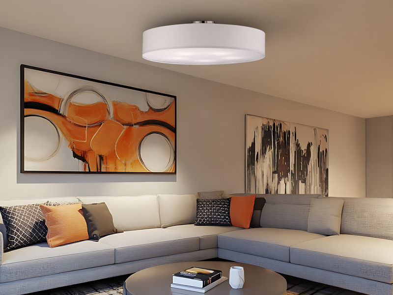 Große Deckenleuchte HOTEL mit Stoffschirm in Weiß, Ø 65cm