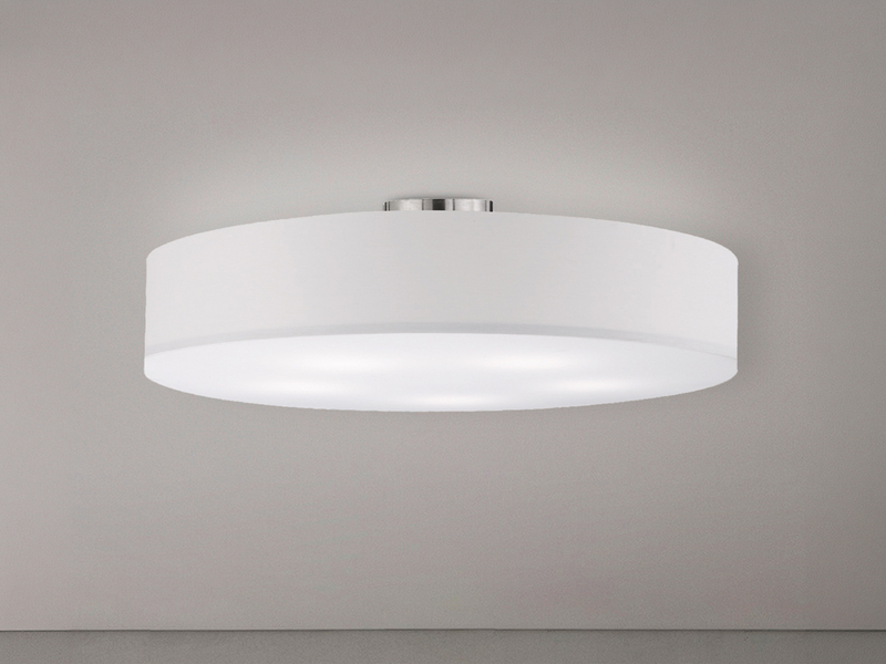 Große Deckenleuchte HOTEL mit Stoffschirm in Weiß, Ø 65cm