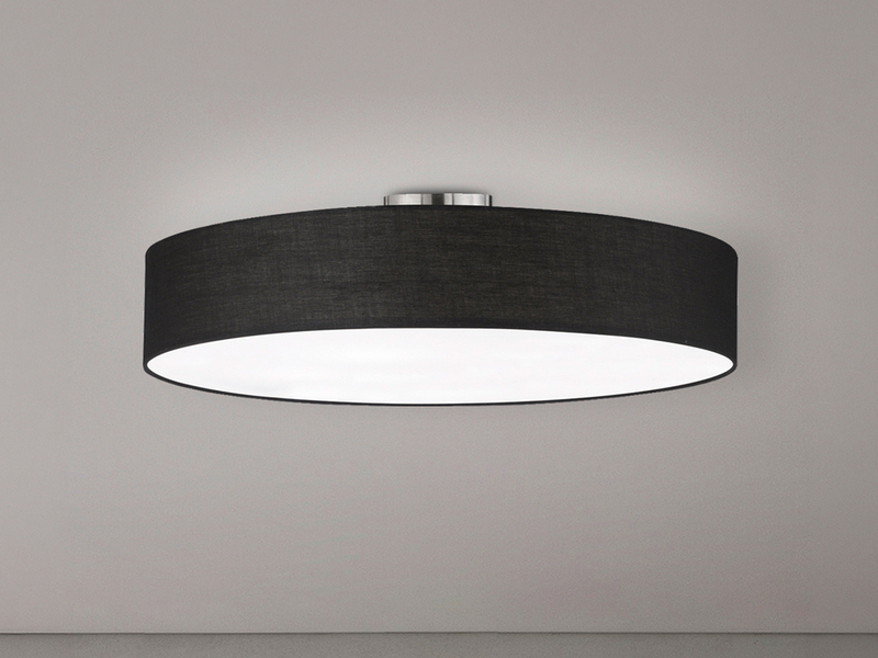Große Deckenleuchte HOTEL mit Stoffschirm in Schwarz, Ø 65cm