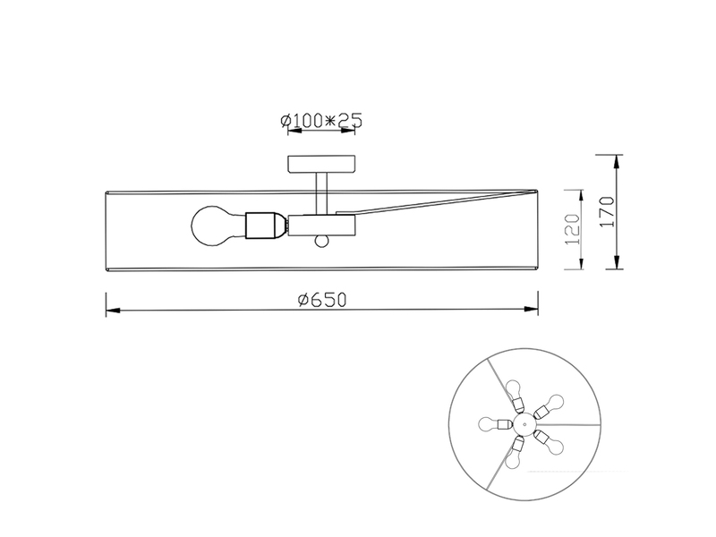 Große LED Deckenleuchte mit Stoffschirm in Weiß Ø 65cm