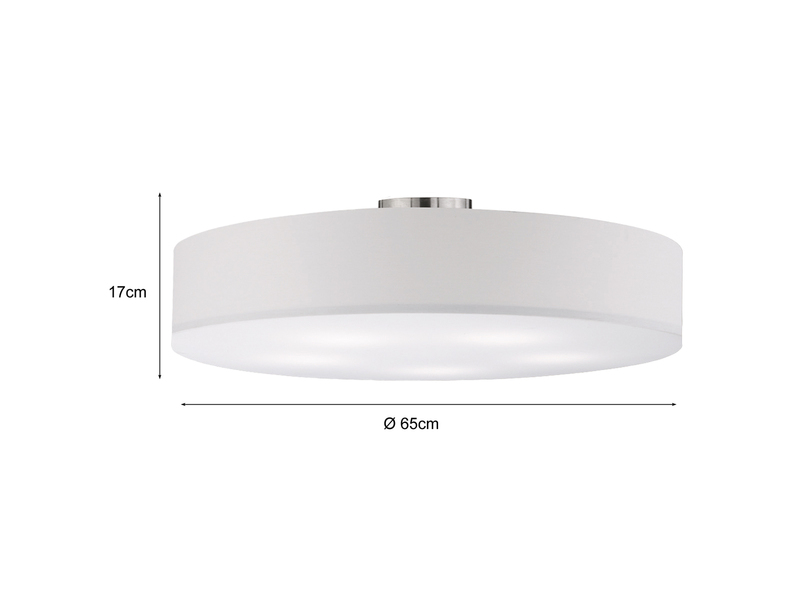 Große LED Deckenleuchte mit Stoffschirm in Weiß Ø 65cm